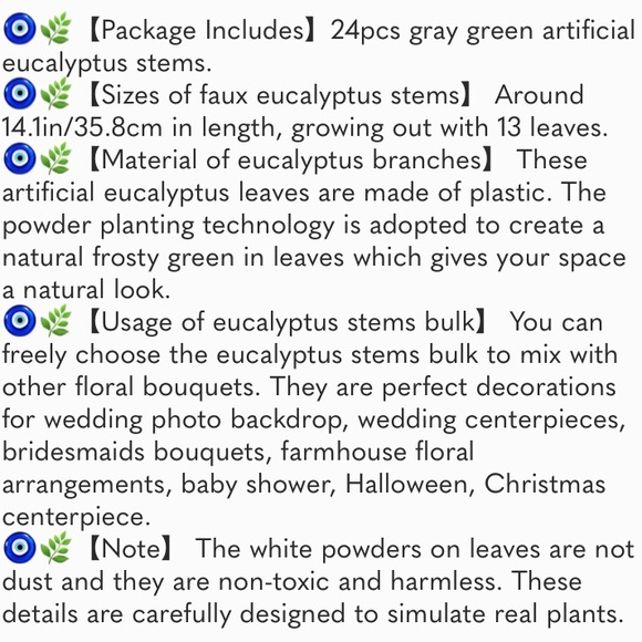 24pcs Eucalyptus Stems Decor Artificial Eucalyptus Leaves Faux Greenery Branches - Picture 6 of 7